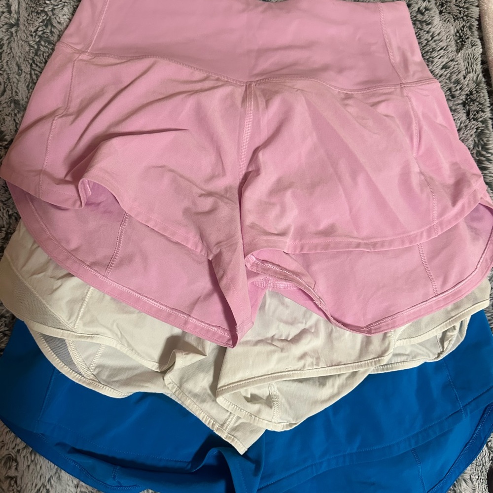 lululemon athletica Pink and White Athletic Shorts Lightweight Relaxed Fit